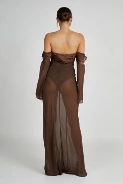 Ivanna Off Shoulder Chiffon Maxi Dress - Mocha 10 Ivanna Off Shoulder Chiffon Maxi Dress - Mocha -Meshki Shop 20230608 meshki july collection1229