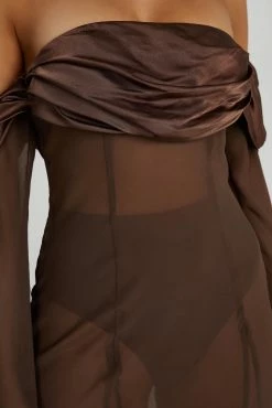 Ivanna Off Shoulder Chiffon Maxi Dress - Mocha 9 Ivanna Off Shoulder Chiffon Maxi Dress - Mocha -Meshki Shop 20230608 meshki july collection1258