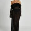 Ivanna Off Shoulder Chiffon Maxi Dress - Black -Meshki Shop 20230608 meshki july collection1260