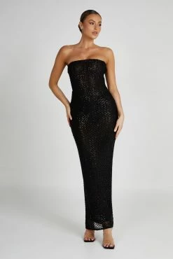 Gemma Strapless Sequin Maxi Dress - Black -Meshki Shop 20230608 meshki july collection1410