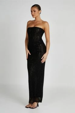 Gemma Strapless Sequin Maxi Dress - Black -Meshki Shop 20230608 meshki july collection1416