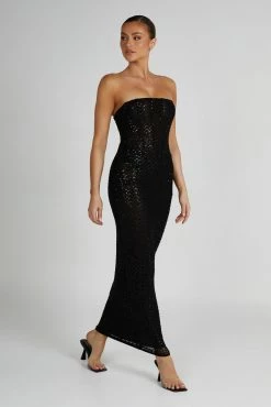 Gemma Strapless Sequin Maxi Dress - Black -Meshki Shop 20230608 meshki july collection1428