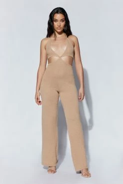 Sky Ayla Towelling Cut Out Jumpsuit - Clay -Meshki Shop 220712 MESHKI ECOM PM 0083