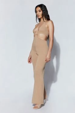 Sky Ayla Towelling Cut Out Jumpsuit - Clay -Meshki Shop 220712 MESHKI ECOM PM 0084
