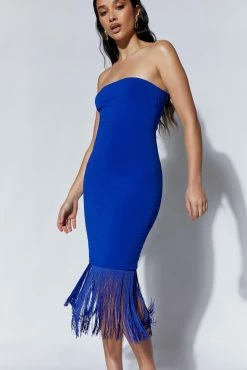 Zarina Strapless Fringe Dress - Persian Blue 11 Zarina Strapless Fringe Dress - Persian Blue -Meshki Shop 220713 MESHKI ECOM PM 01736