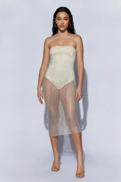 BSD Nima Diamante Mesh Midi Dress - Cream -Meshki Shop 220727 Meshki ecom 0566