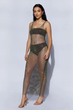 BSD Delara Diamante Mesh Maxi Dress - Black -Meshki Shop 220727 Meshki ecom 0870
