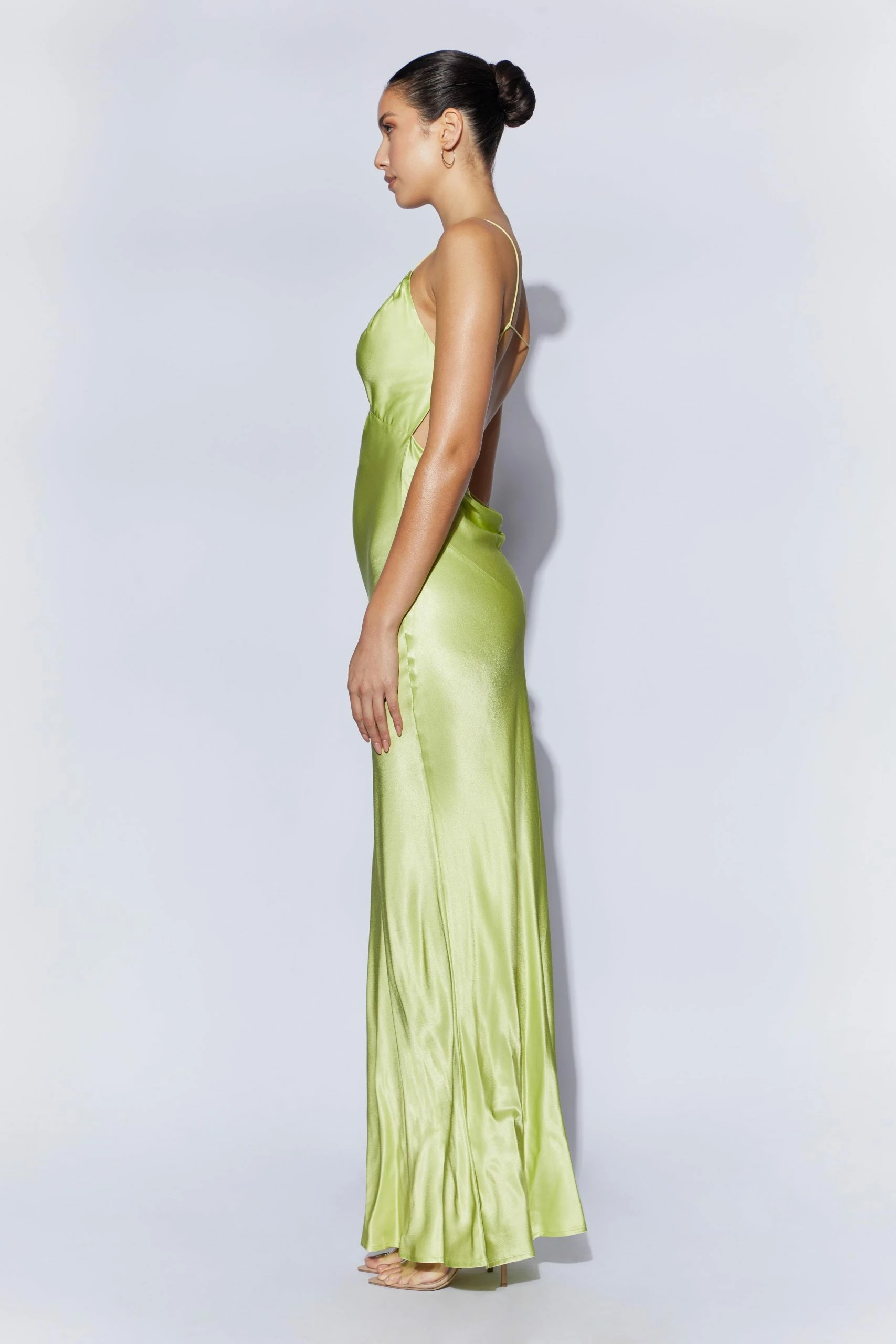 Sadie Maxi Satin Halter Ruched Slip Dress - Pistachio Green 8 Sadie Maxi Satin Halter Ruched Slip Dress - Pistachio Green - Image 6