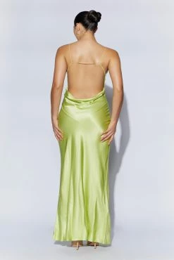 Sadie Maxi Satin Halter Ruched Slip Dress - Pistachio Green 14 Sadie Maxi Satin Halter Ruched Slip Dress - Pistachio Green -Meshki Shop 220811 Meshki Ecom 0160