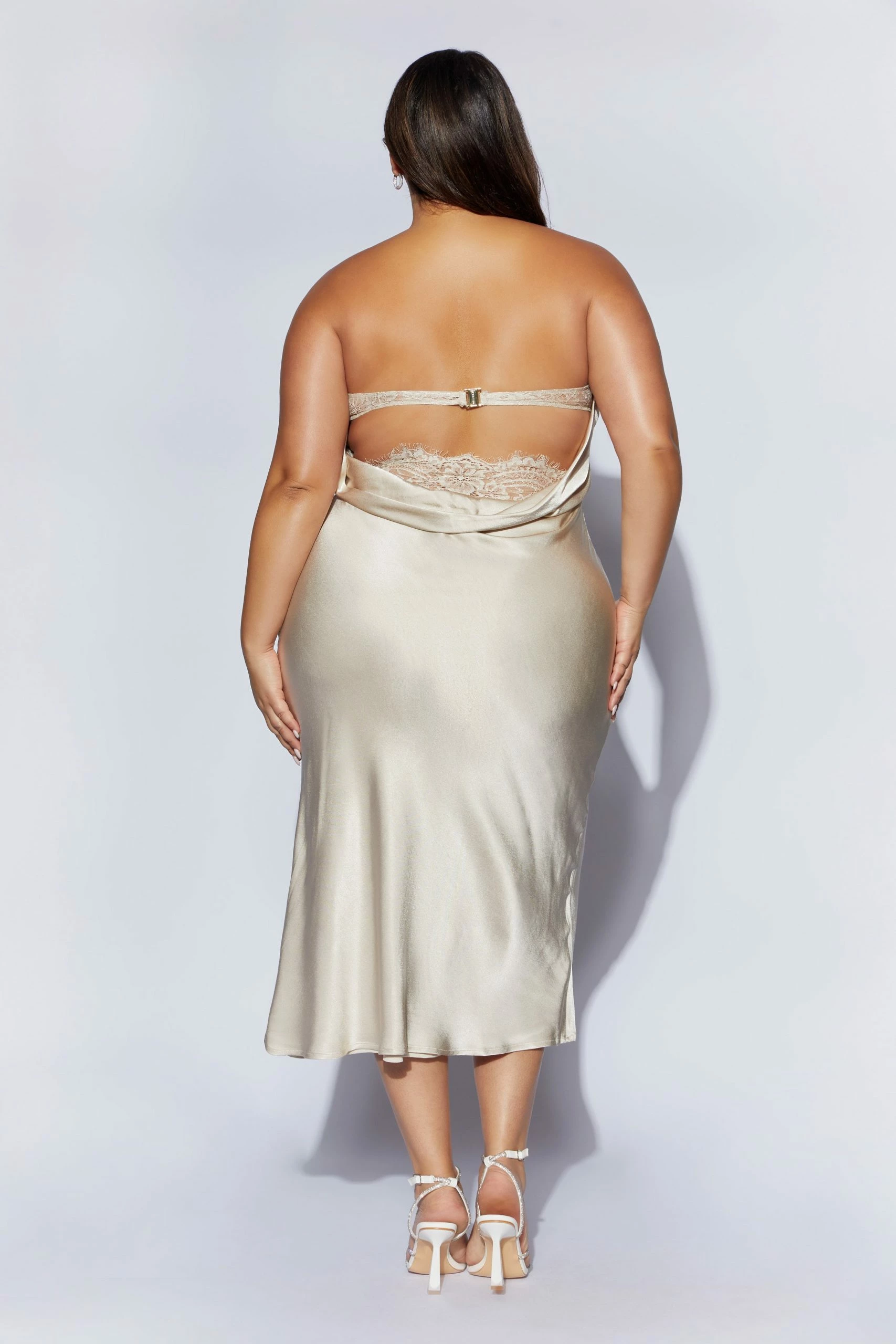 Mischa Strapless Midi Dress With Lace Detailing - Champagne 13 Mischa Strapless Midi Dress With Lace Detailing - Champagne - Image 11