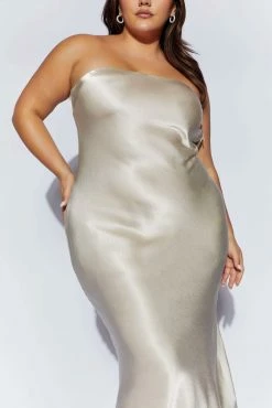 Mischa Strapless Midi Dress With Lace Detailing - Champagne 22 Mischa Strapless Midi Dress With Lace Detailing - Champagne -Meshki Shop 220811 Meshki Ecom 0397