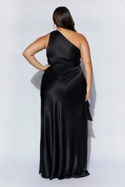 Calliope One Shoulder Maxi Dress - Black -Meshki Shop 220811 Meshki Ecom 0871