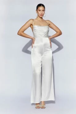 Mandie Satin Cowl Neck Jumpsuit - White 15 Mandie Satin Cowl Neck Jumpsuit - White -Meshki Shop 220811 Meshki Ecom 1511