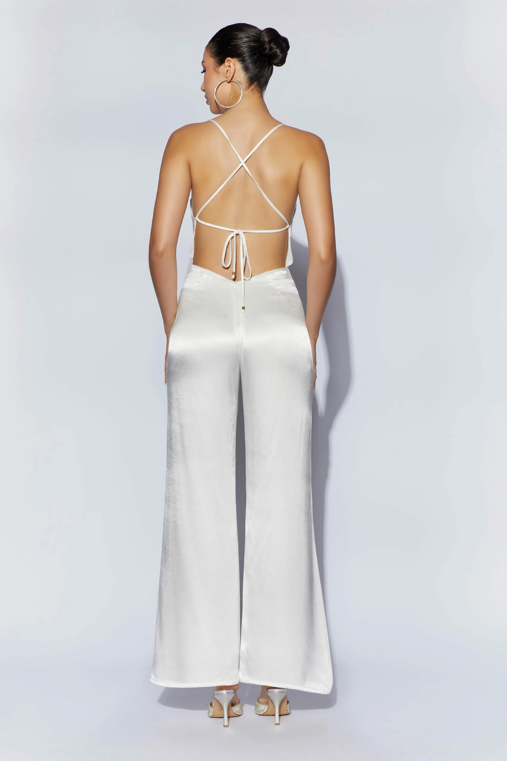 Mandie Satin Cowl Neck Jumpsuit - White 7 Mandie Satin Cowl Neck Jumpsuit - White - Image 5