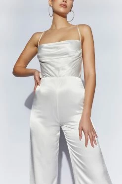 Mandie Satin Cowl Neck Jumpsuit - White 12 Mandie Satin Cowl Neck Jumpsuit - White -Meshki Shop 220811 Meshki Ecom 1529