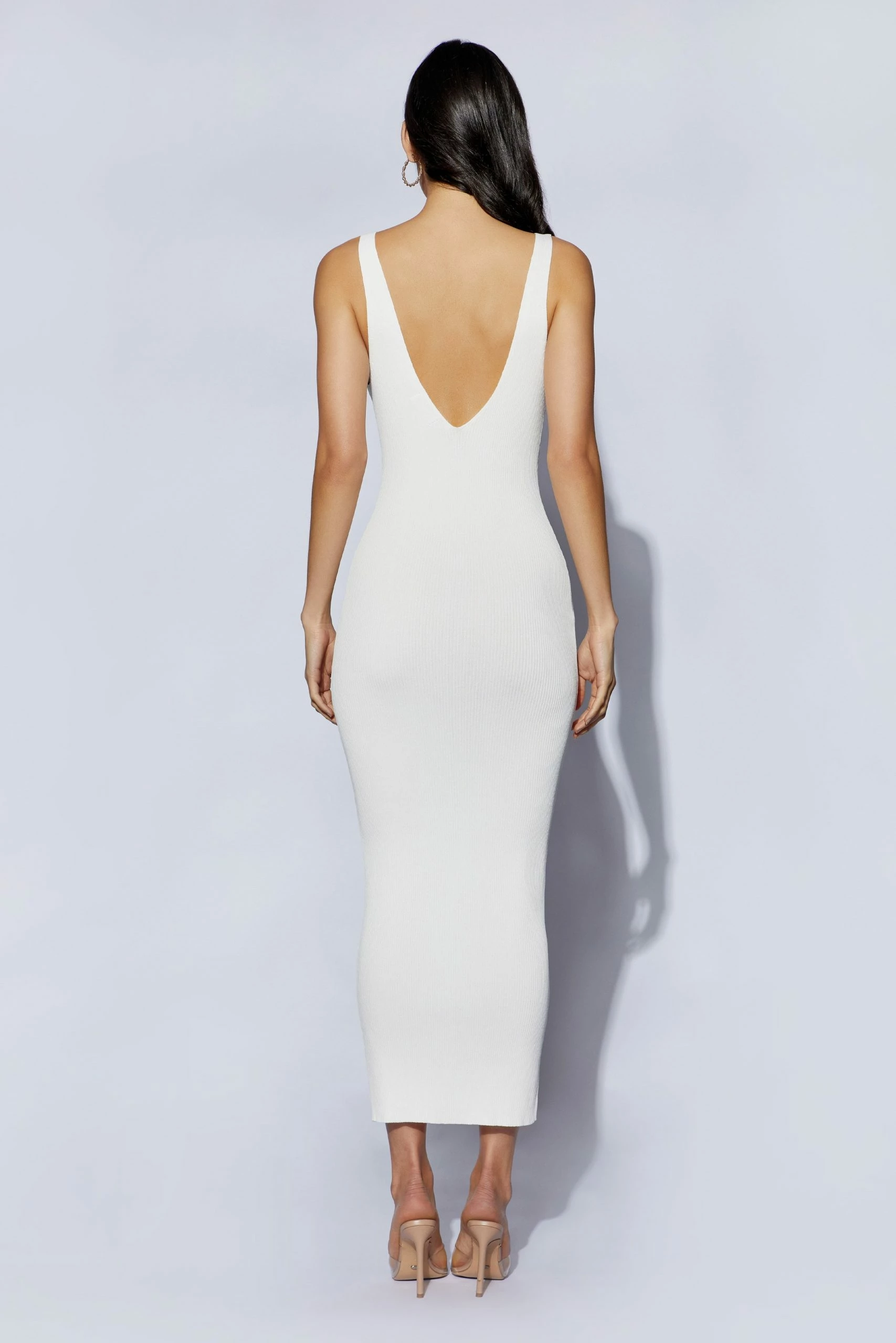 Jodie V Neck Midi Dress - Off White 4 Jodie V Neck Midi Dress - Off White - Image 2