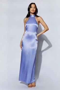 BSD Claire Satin Drape Back Maxi Dress - Lavender -Meshki Shop 220817 Meshki Ecom 0655