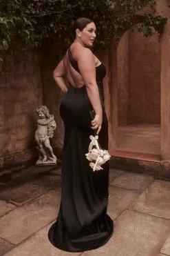 Harper One Shoulder Gown - Black -Meshki Shop 230127 MeshkiBridal 1653