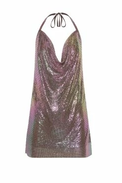 Siya Halter Glomesh Mini Dress - Iridescent Purple -Meshki Shop B542022.03.02MESHKI 6324