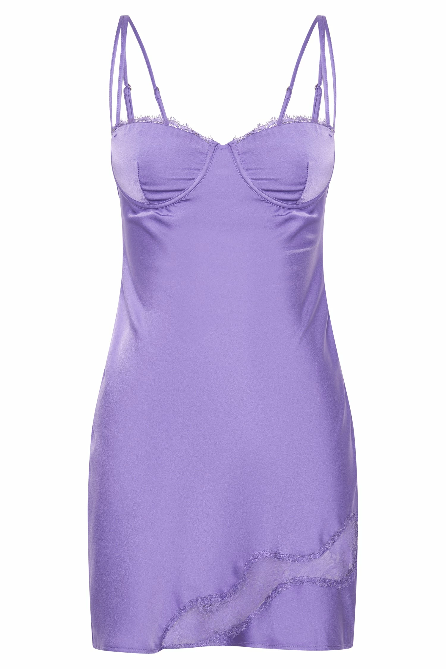 Joslyn Satin Lace Slip Mini Dress - Purple 9 Joslyn Satin Lace Slip Mini Dress - Purple - Image 7