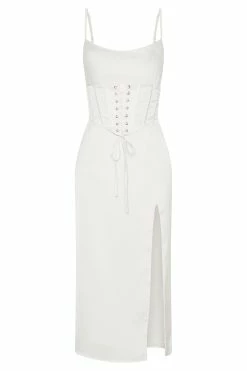 Lucy Cowl Midi Dress With Corset - White -Meshki Shop B572022.05.06MESHKI 219
