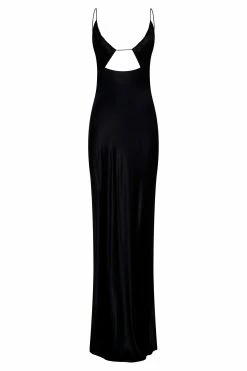 Sadie Maxi Satin Halter Ruched Slip Dress - Black -Meshki Shop B632022.07.26MESHKI 8965