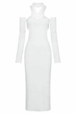 Demie Neckband Midi Dress With Fingerless Gloves - White 17 Demie Neckband Midi Dress With Fingerless Gloves - White -Meshki Shop B632022.07.26MESHKI 9028