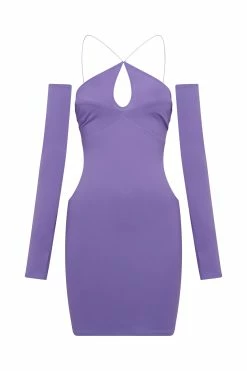 Maddy Mini Triangle Cut Out Dress - Purple -Meshki Shop B632022.07.26MESHKI 9042