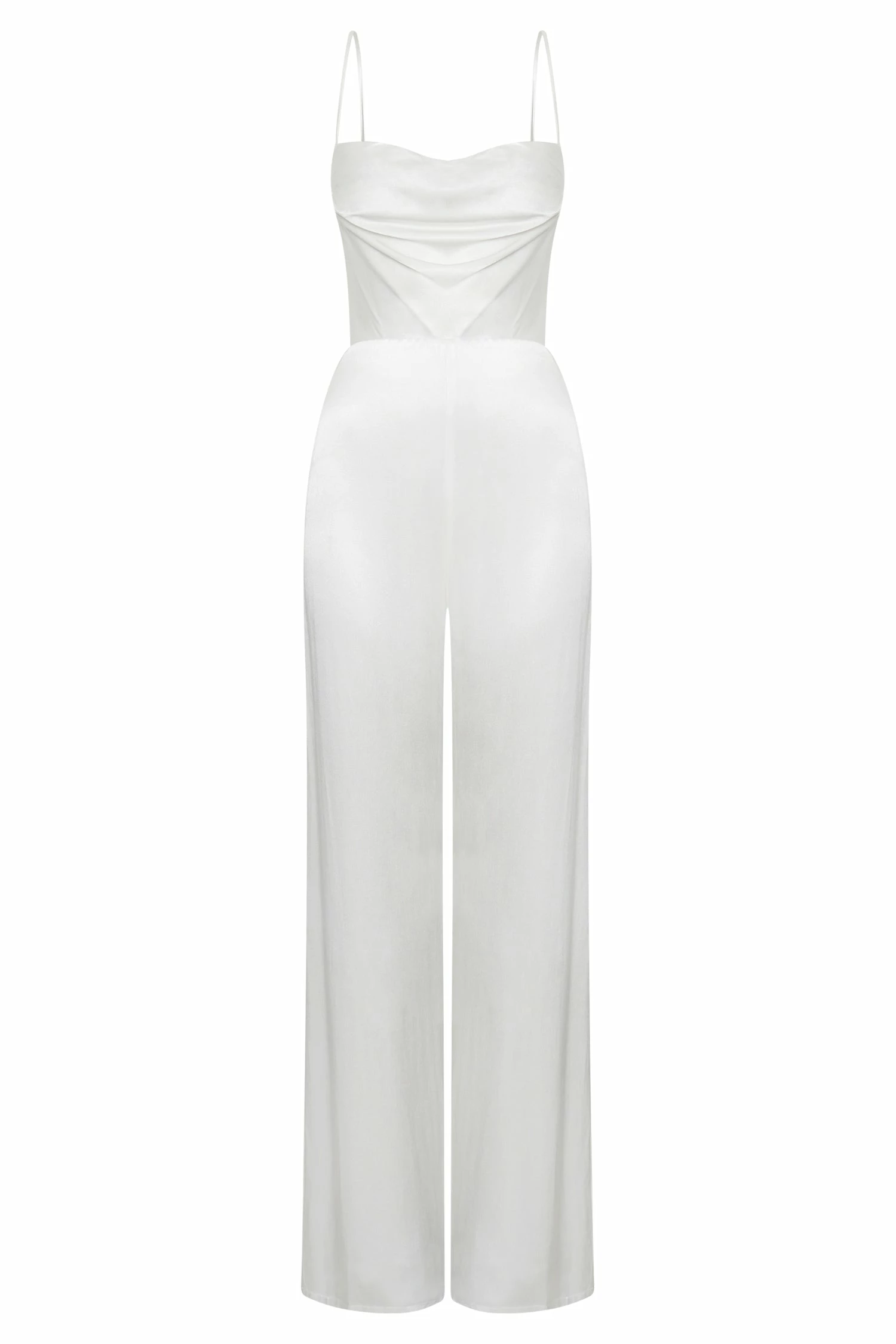 Mandie Satin Cowl Neck Jumpsuit - White 10 Mandie Satin Cowl Neck Jumpsuit - White - Image 8