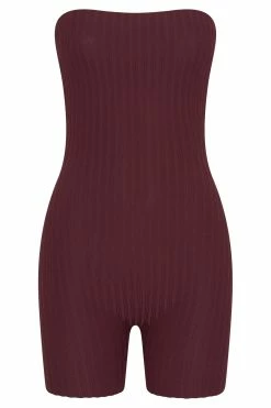 Ginny Strapless Knitted Playsuit - Cherry Chocolate -Meshki Shop B672022.10.05MESHKI 10703