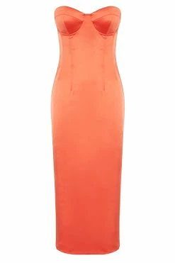 Bryony Cupped Bodycon Midi Dress - Coral 17 Bryony Cupped Bodycon Midi Dress - Coral -Meshki Shop B682022.10.11MESHKI 11450