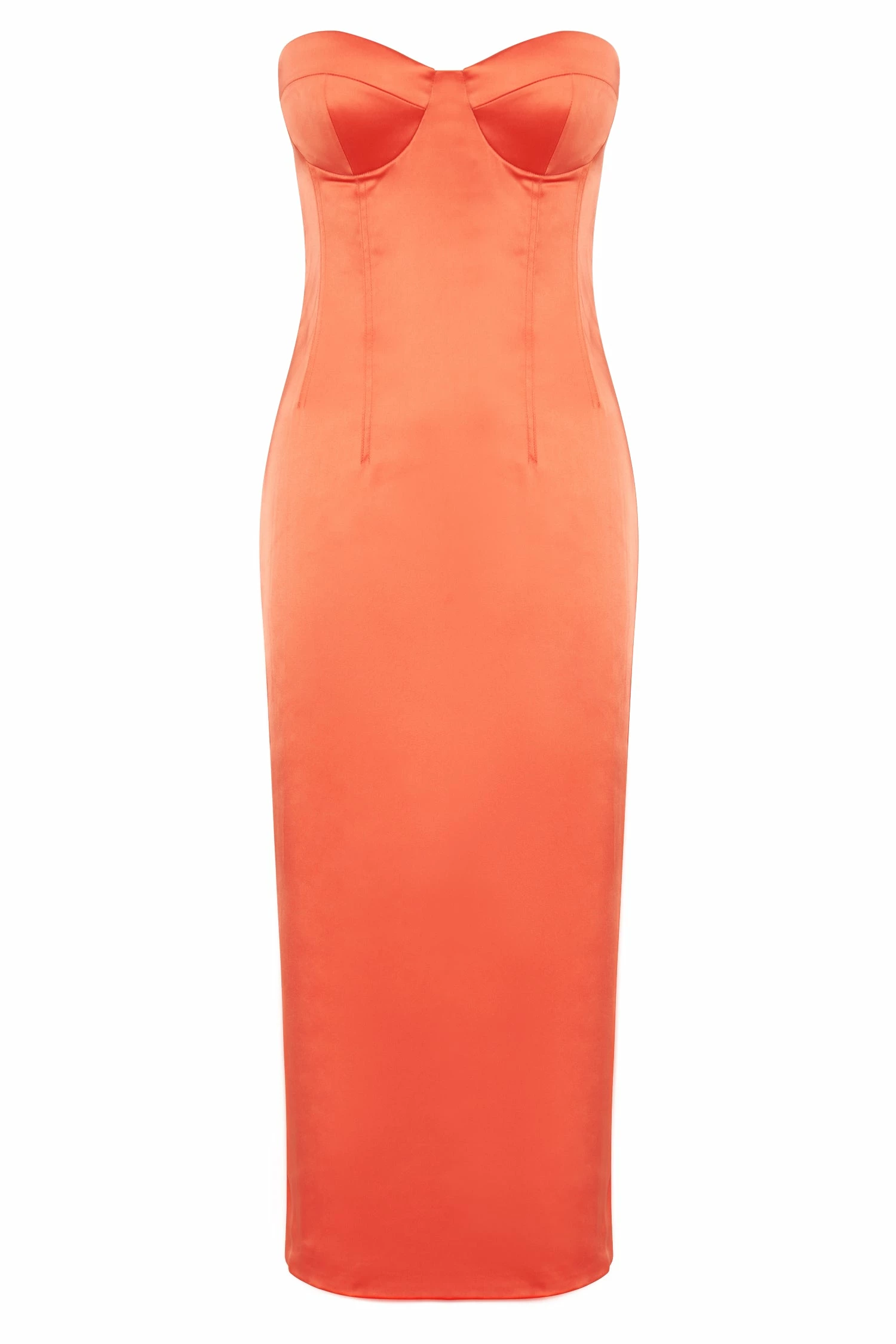 Bryony Cupped Bodycon Midi Dress - Coral 10 Bryony Cupped Bodycon Midi Dress - Coral - Image 8