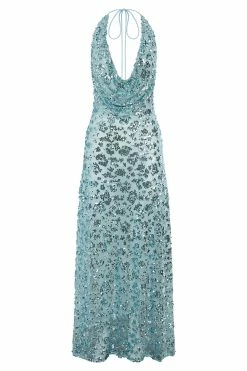 Nicola Plunge Neck Sequin Maxi Dress - Powder Blue -Meshki Shop B682022.10.11MESHKI 11482