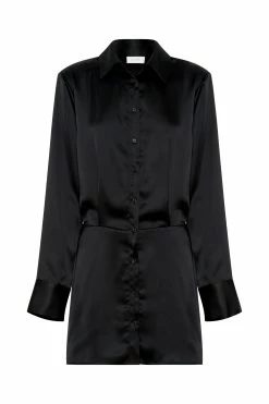 Brielle Satin Shirt Dress - Black 19 Brielle Satin Shirt Dress - Black -Meshki Shop B682022.10.11MESHKI 11504
