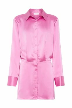 Brielle Satin Shirt Dress - Bubblegum Pink -Meshki Shop B682022.10.11MESHKI 11507