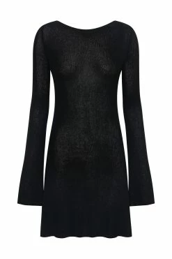 Zahra Long Sleeve Open Back Mini Knit Dress - Black -Meshki Shop B692022.10.25MESHKI 11830