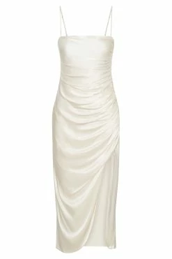 Claudette Satin Drape Midi Dress - Ivory 19 Claudette Satin Drape Midi Dress - Ivory -Meshki Shop B712022.11.14MESHKI 12289