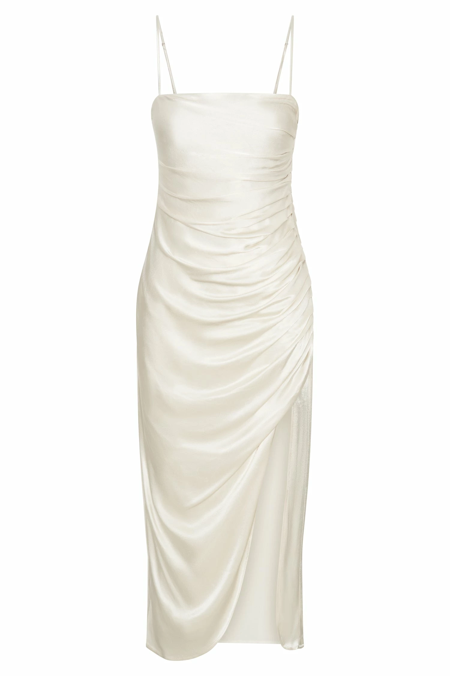Claudette Satin Drape Midi Dress - Ivory 11 Claudette Satin Drape Midi Dress - Ivory - Image 9