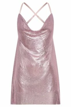 BSD Dove Glomesh Cowl Mini Dress - Blush Pink -Meshki Shop B712022.11.14MESHKI 12487