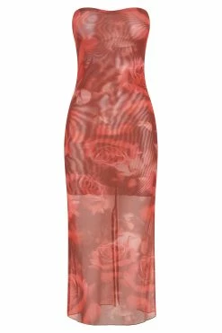 BSD Aphrodite Strapless Mesh Dress - Oversized Rose Print -Meshki Shop B722022.12.07MESHKI 12789