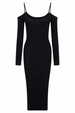 Shea Off Shoulder Knit Midi Dress - Black -Meshki Shop B722022.12.07MESHKI 12793