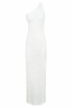 Paisley One Shoulder Knit Maxi Dress - White -Meshki Shop B722022.12.07MESHKI 12805