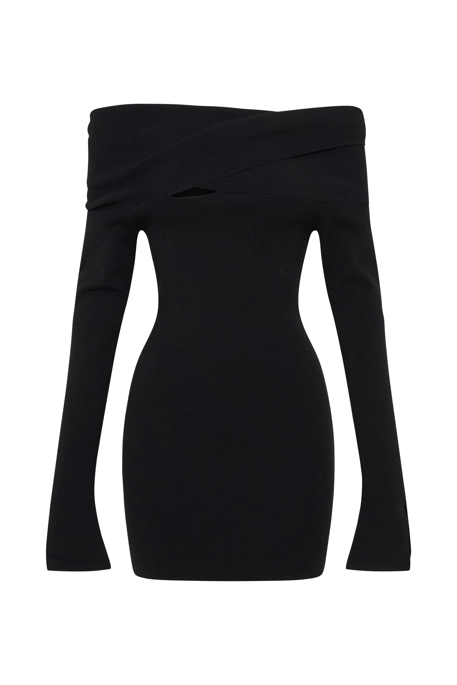 Clover Off Shoulder Knit Mini Dress - Black 10 Clover Off Shoulder Knit Mini Dress - Black - Image 8