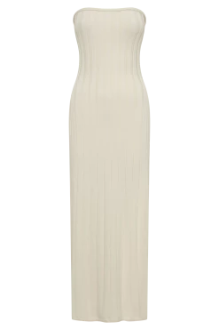 Dolce Extreme Rib Strapless Midi Dress - Ivory -Meshki Shop B792023.03.29MESHKI310