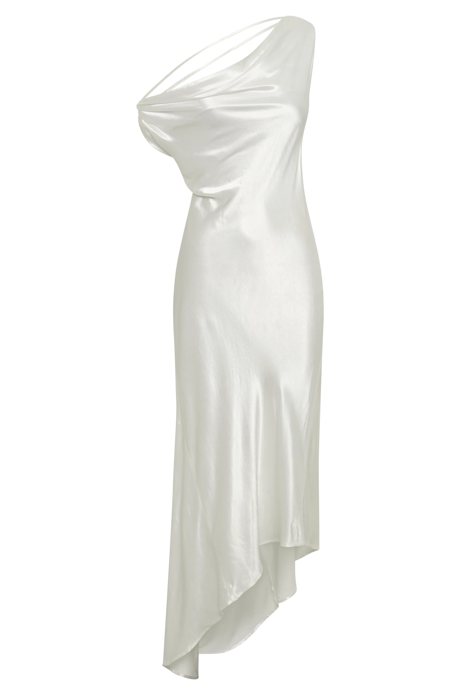 Yvette Slip Maxi Dress With Asymmetrical Hem - White 8 Yvette Slip Maxi Dress With Asymmetrical Hem - White - Image 6