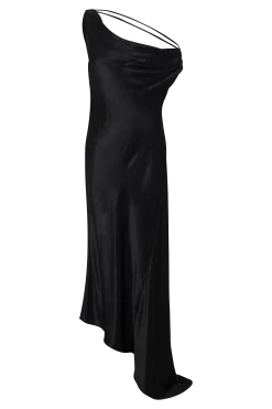 Yvette Slip Maxi Dress With Asymmetrical Hem - Black -Meshki Shop B792023.03.29MESHKI323