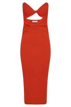 Gabrielle Twist Knit Midi Dress - Coral -Meshki Shop B792023.03.29MESHKI325