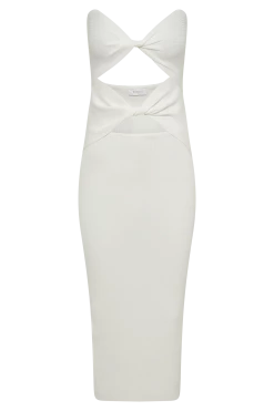 Gabrielle Twist Knit Midi Dress - White -Meshki Shop B792023.03.29MESHKI327