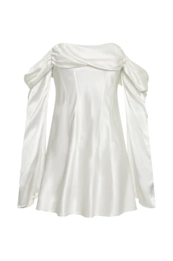 Giselle Off Shoulder Satin Mini Dress - White 17 Giselle Off Shoulder Satin Mini Dress - White -Meshki Shop B792023.03.29MESHKI336
