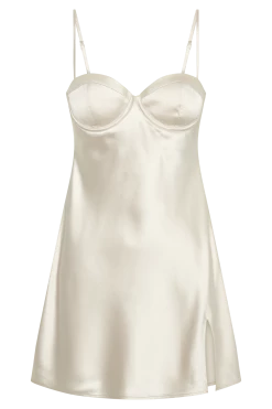 Zahli Top Stitch Satin Mini Dress - Ivory -Meshki Shop B802023.04.13MESHKI 14176